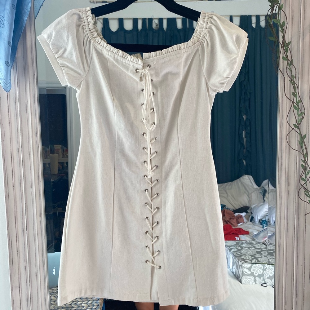 Boujee Off the Shoulder Lace Up Dress